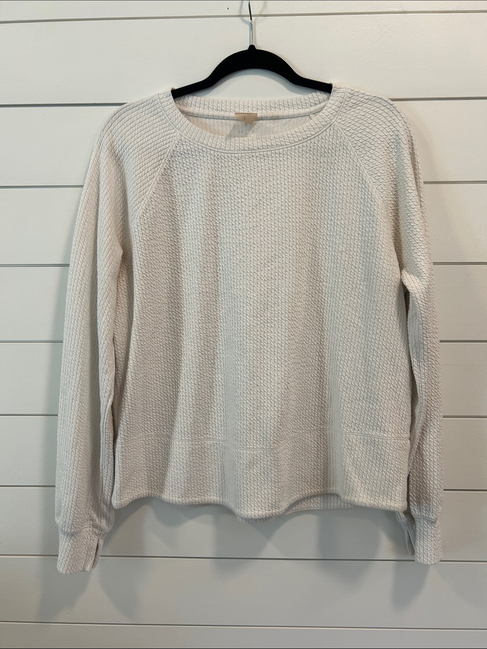 CALIA by Carrie Underwood Cream Waffle-Knit Pullover